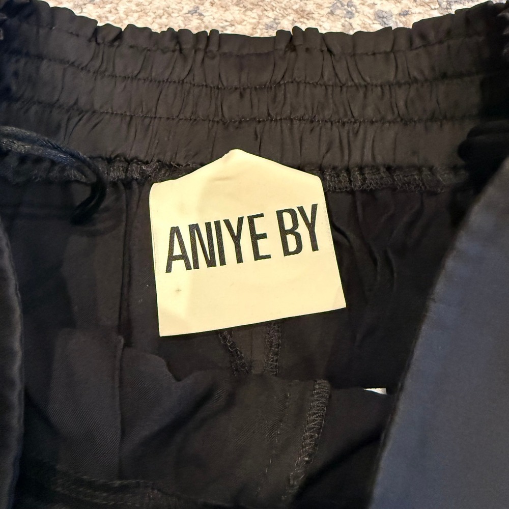ANIYE BY Womens Black Wide Leg Trousers Velvet Side Stripe Viscose Size M - Picture 6 of 8